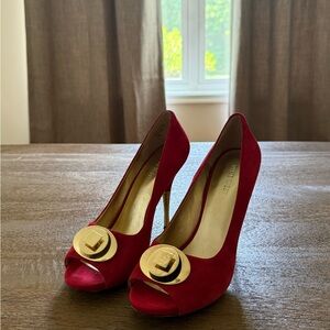 Nine West Red Heels with Spiral Detail